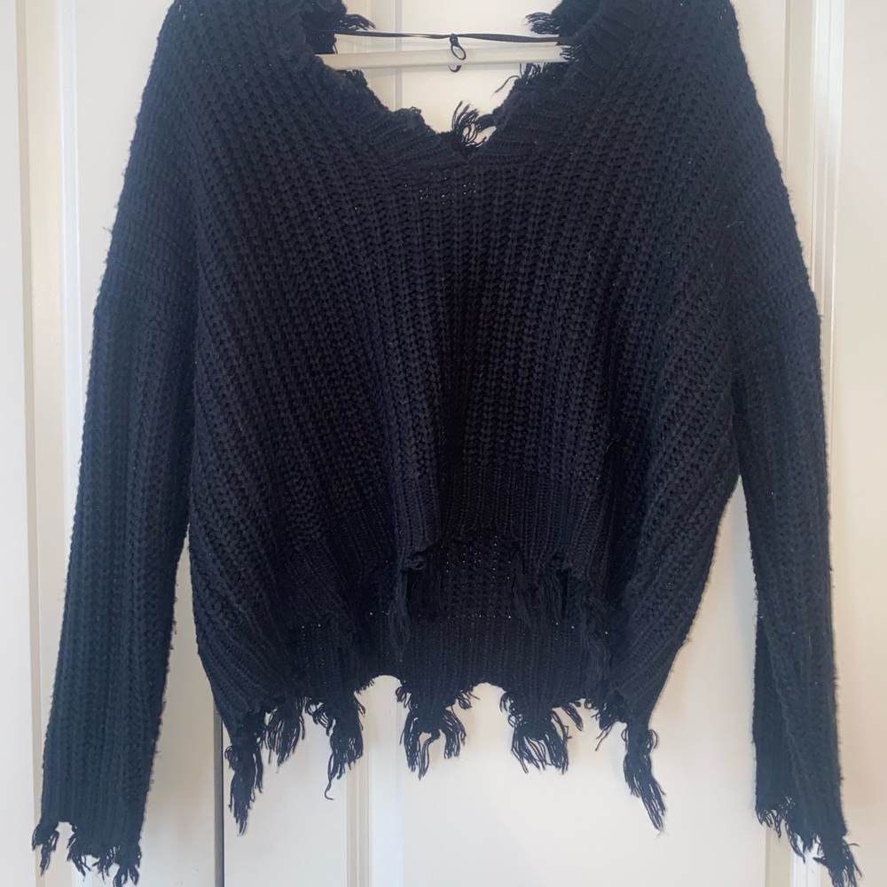 Black fringe sweater.